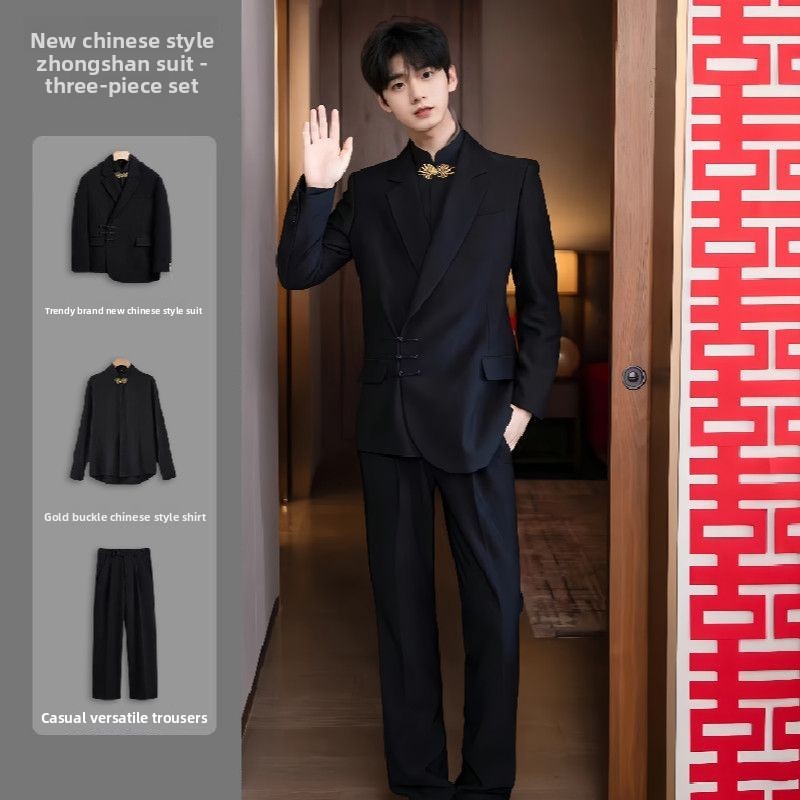 Men'S Formal Wear For Engagement - New Chinese Sle Buttoned Wedding Suit