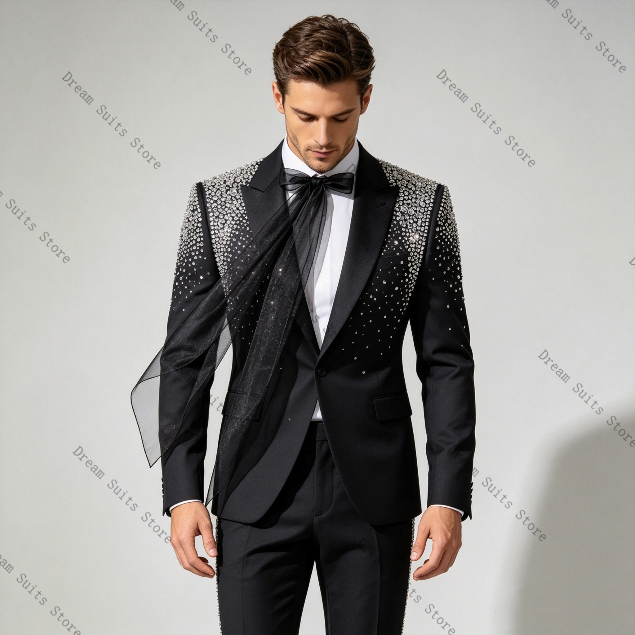 Men'S Formal Wear Bow Ties - Tie Bow Black Men Suit Set