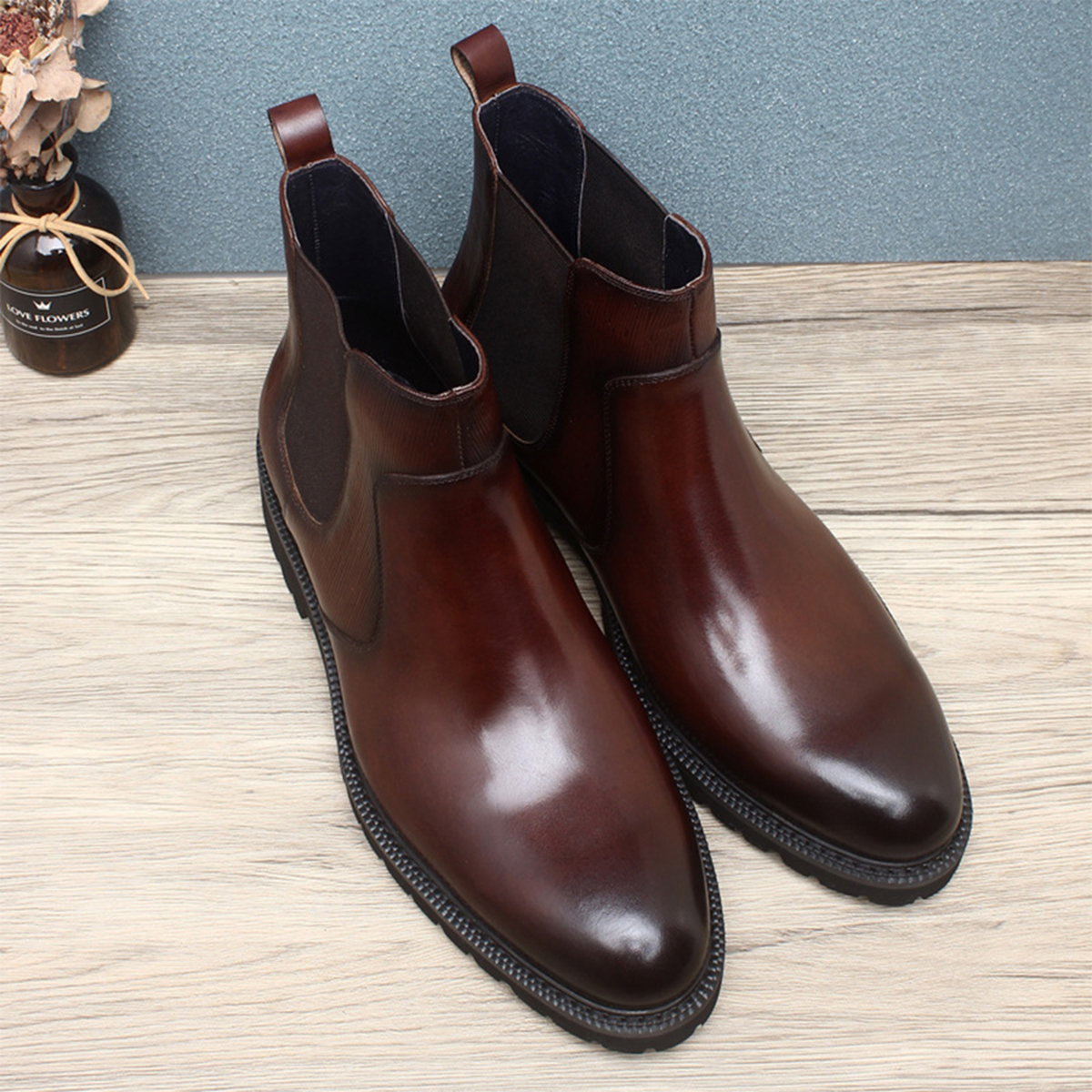 Men Formal Wear Brown - Men's Brown Leather Chelsea Ankle Boots,