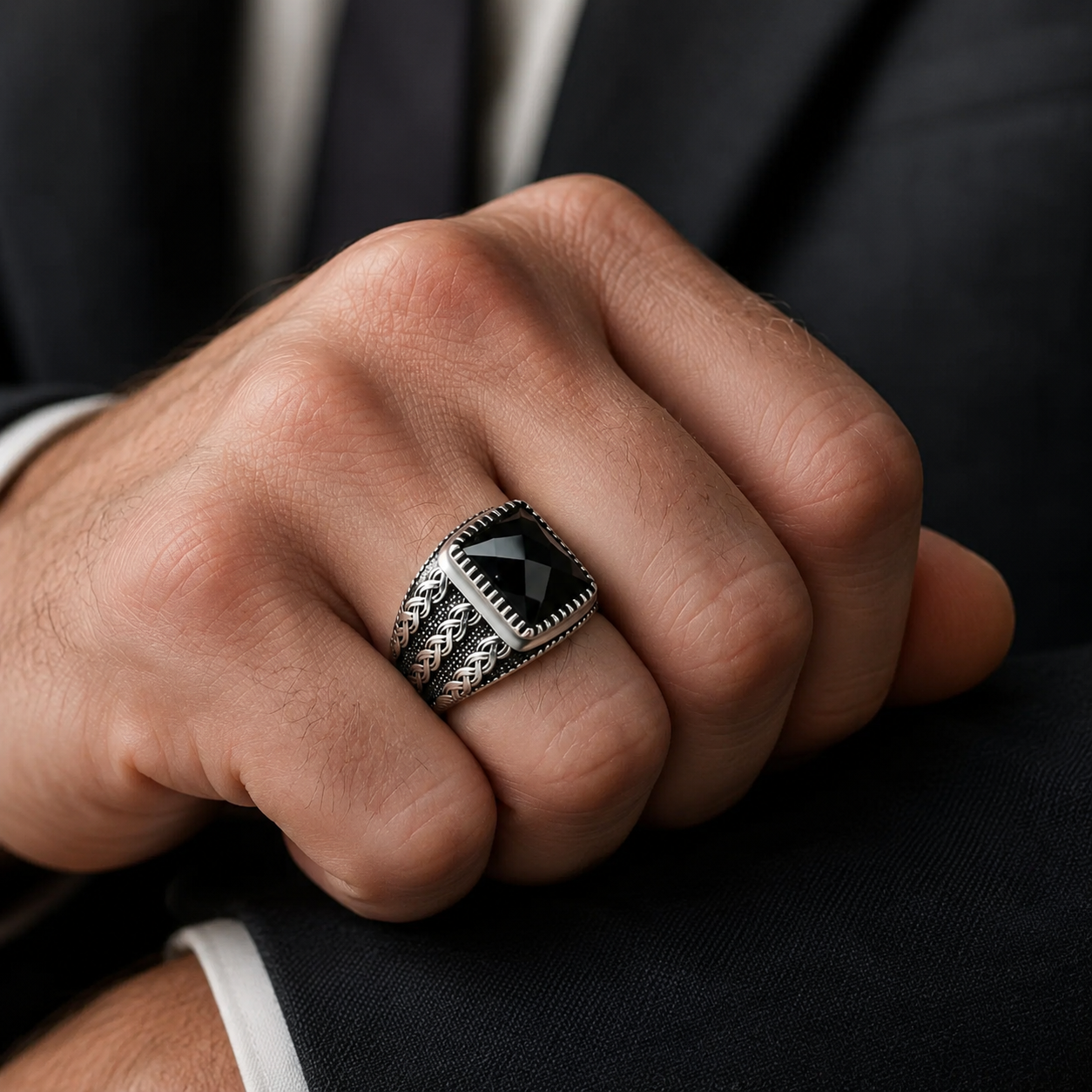 Men'S Formal Wear For Engagement - Business Style Men Engagement Ring Inlaid