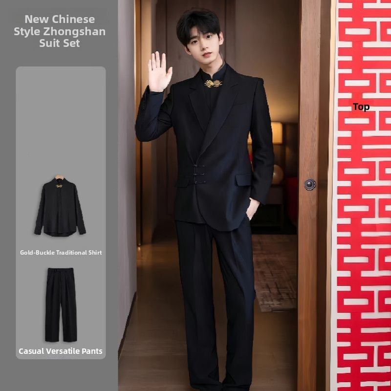 New Chinese Sle Buttoned Weddi - Men'S Formal Wear For Engagement ulasan dan harga