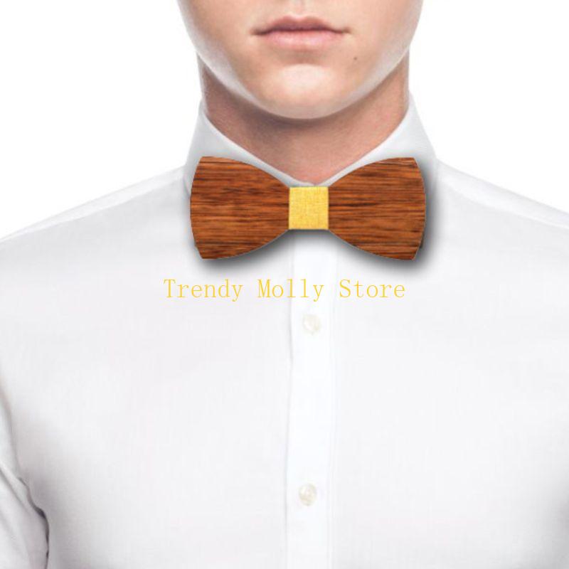 N5KB Simple Men's Suit Wooden  - Men'S Formal Wear Bow Ties ulasan dan harga