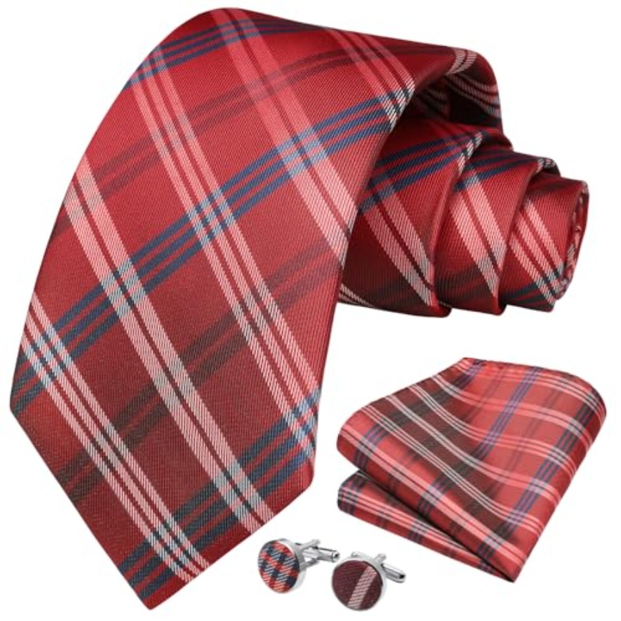 Mens Ties Set Stripe Plaid Tie - Pocket Square Set ulasan dan harga