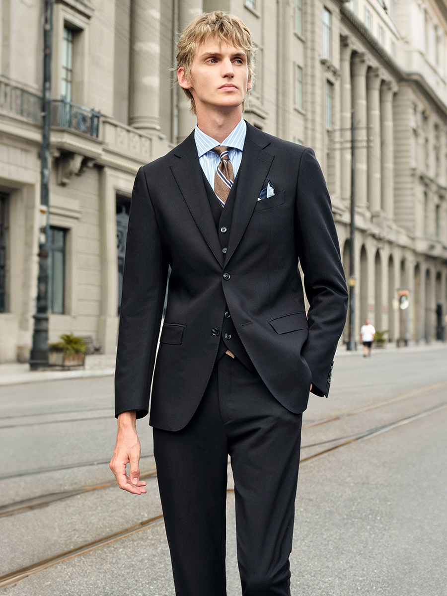 Elastic Men‘s Black Suit Set:  - Men'S Formal Wear For Engagement ulasan dan harga