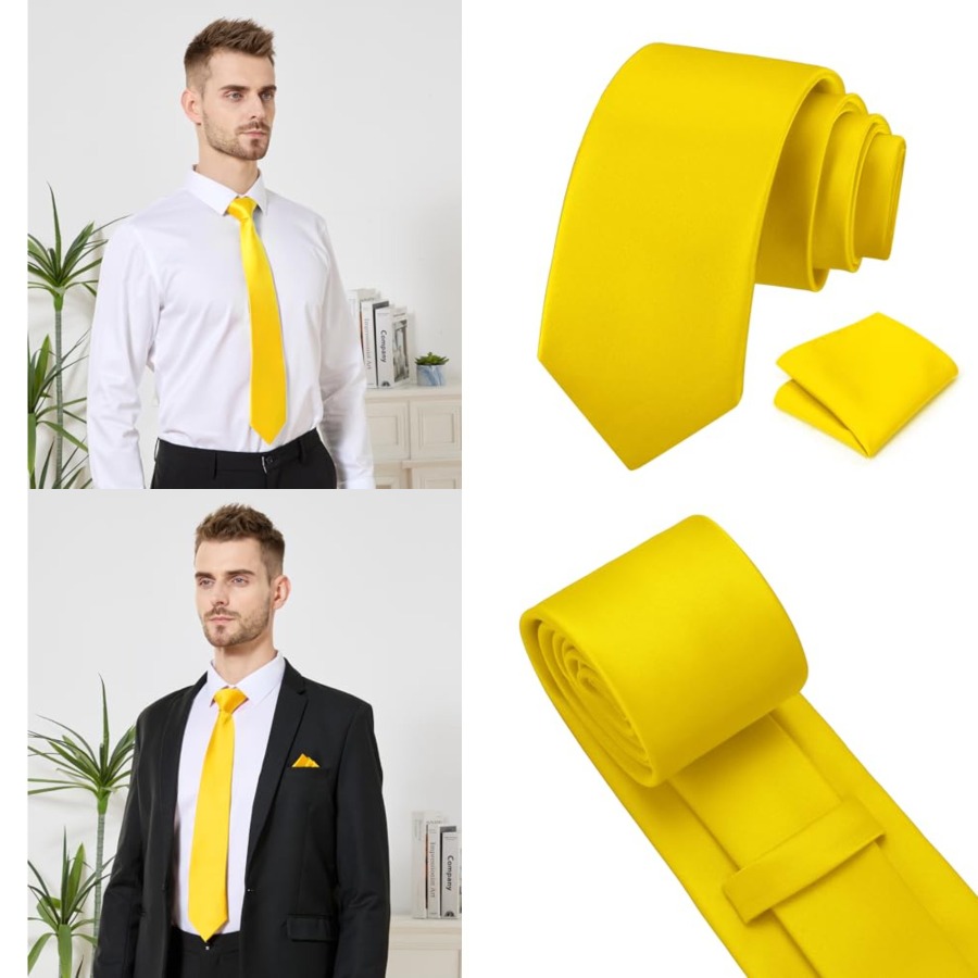 Men's Tie Set Solid Pure Color - Pocket Square Set ulasan dan harga