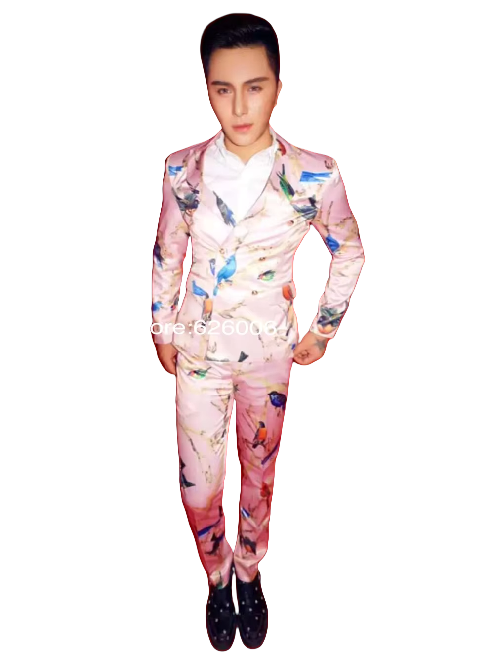 Men's Fashion Flower Pink Bird - Men Formal Party Wear Dress ulasan dan harga