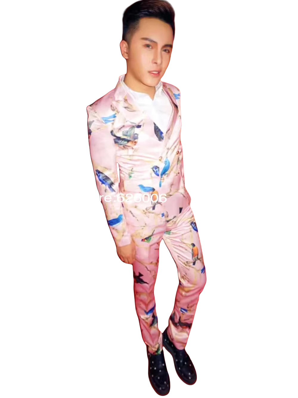 Men's Fashion Flower Pink Bird - Men Formal Party Wear Dress ulasan dan harga