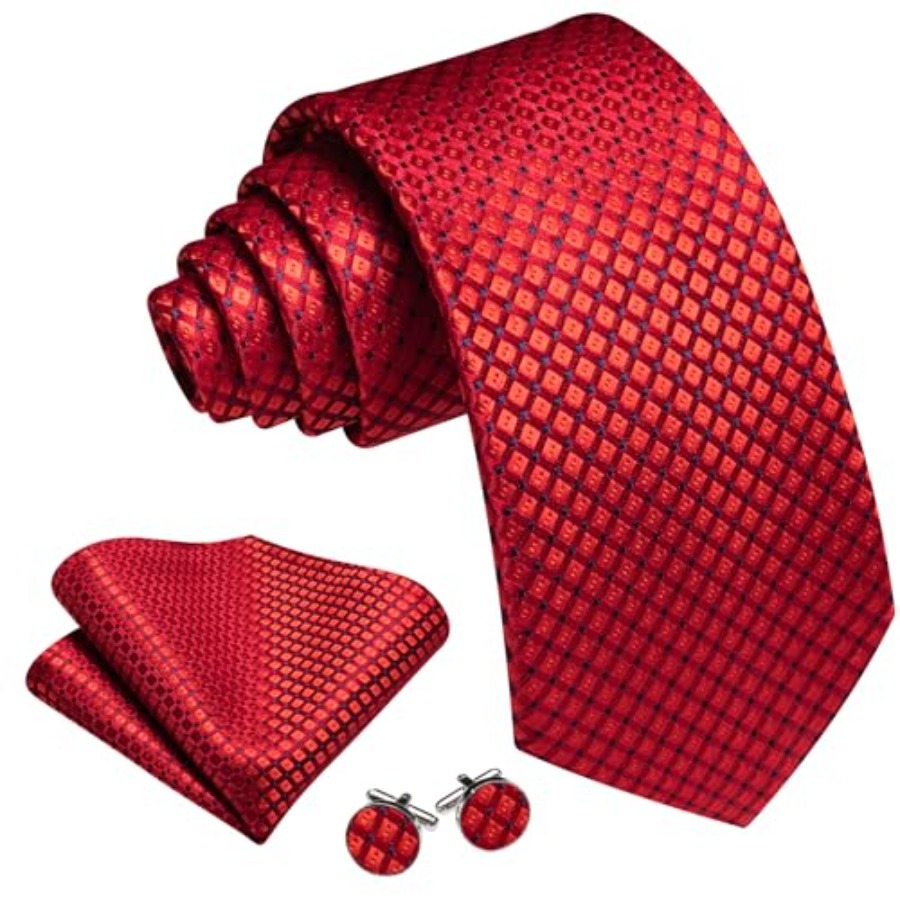 Men Plaid/Striped Ties Set Sil - Pocket Square Set ulasan dan harga