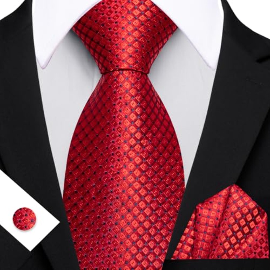 Men Plaid/Striped Ties Set Sil - Pocket Square Set ulasan dan harga