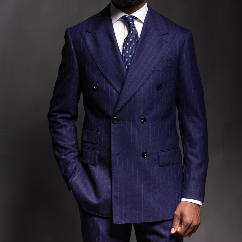 Navy Blue Pinstripe Men Suits  - Men Formal Wear Fashion ulasan dan harga