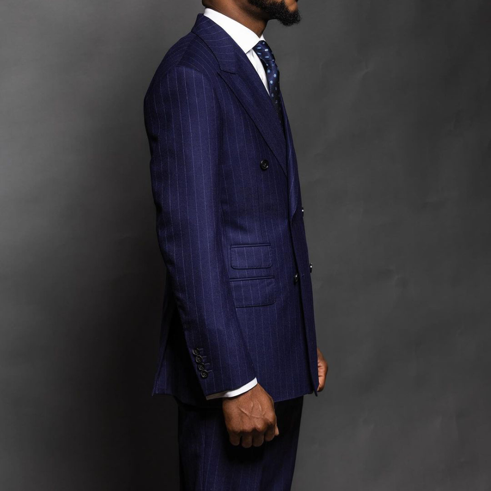 Navy Blue Pinstripe Men Suits  - Men Formal Wear Fashion ulasan dan harga