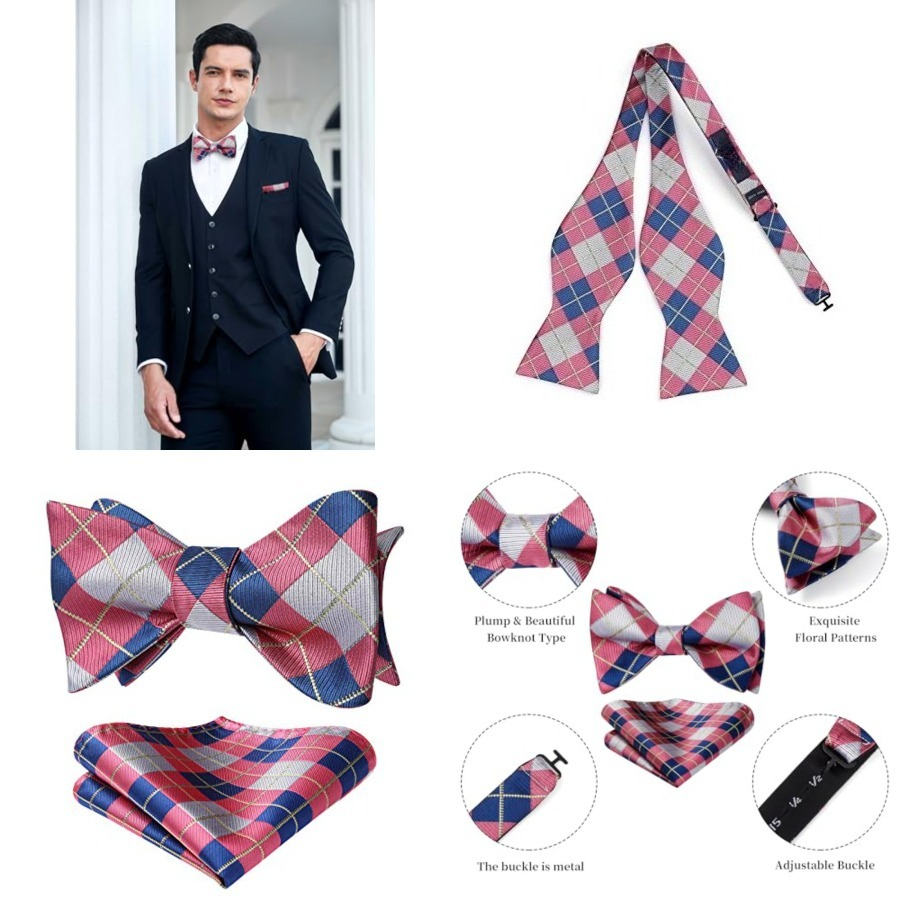 Bow Ties for Men Check Plaid S - Pocket Square Set ulasan dan harga