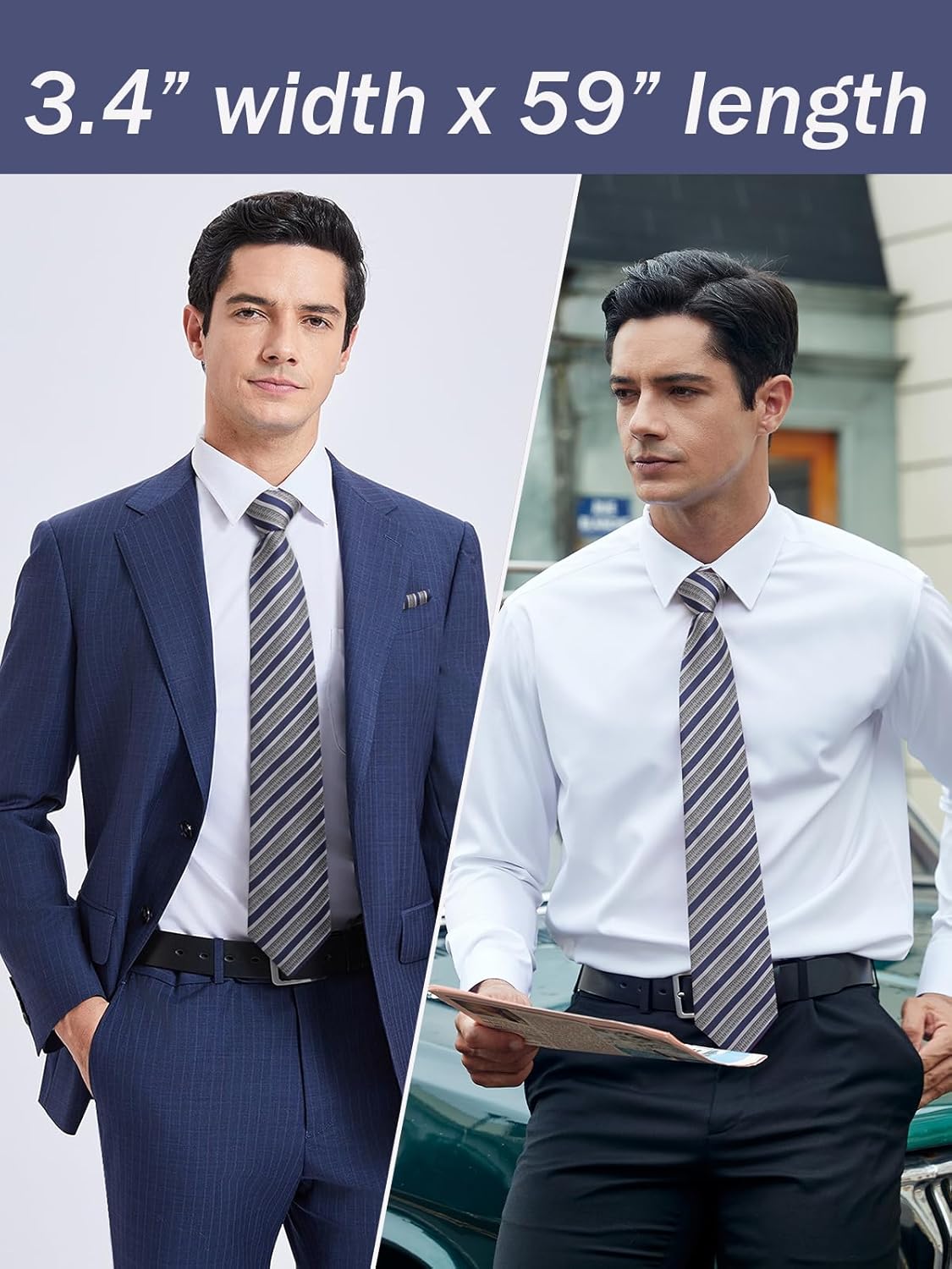 Men's Stripe Tie & Pocket Squa - Pocket Square Set ulasan dan harga