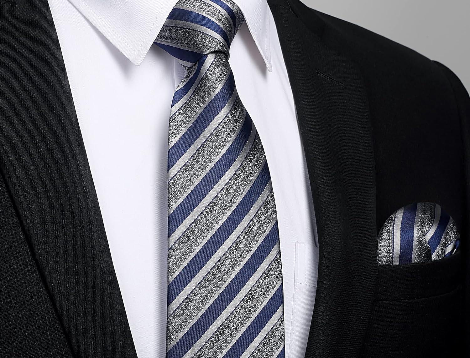 Men's Stripe Tie & Pocket Squa - Pocket Square Set ulasan dan harga