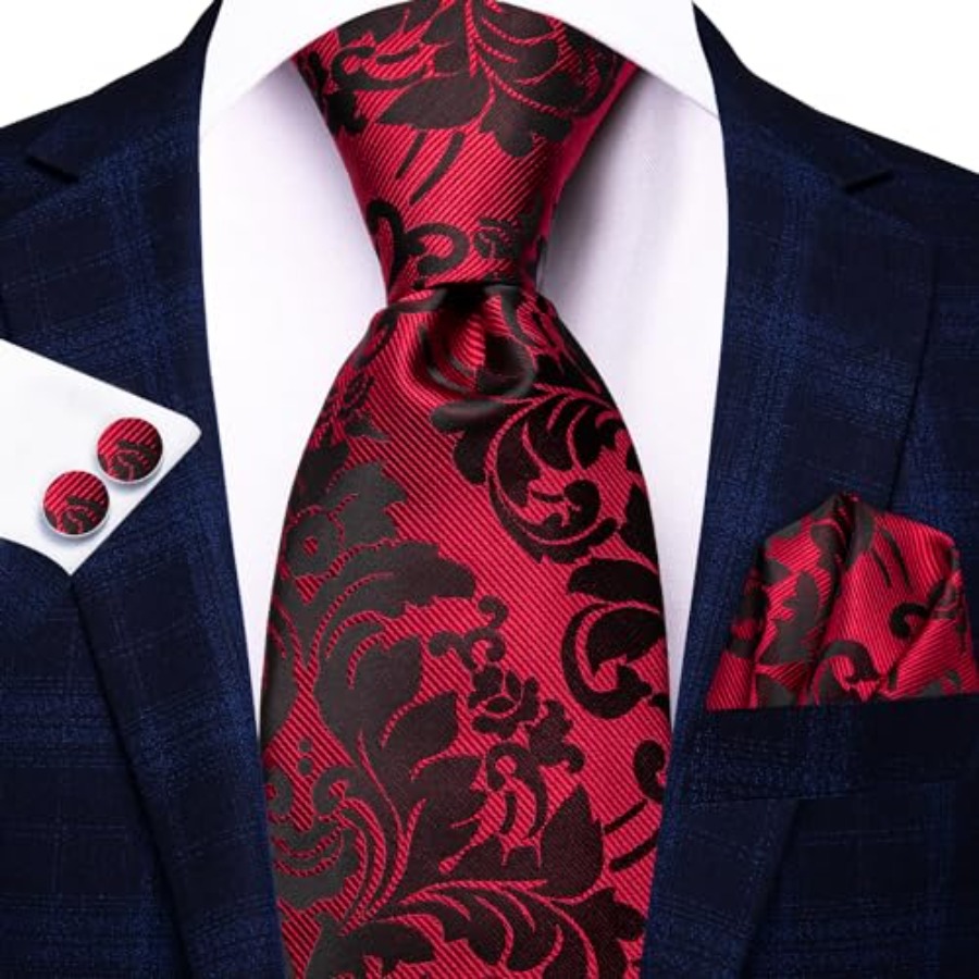 Silk Ties for Men Plaid Paisle - Pocket Square Set ulasan dan harga