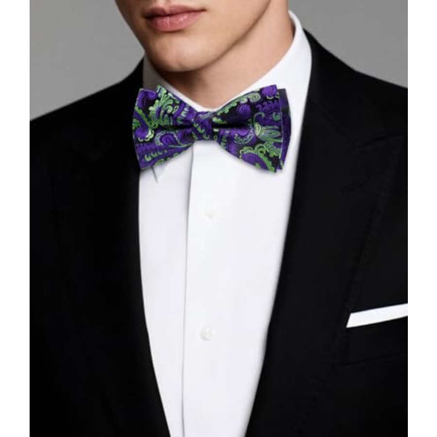 Mens Paisley Striped Bowtie Se - Pocket Square Set ulasan dan harga
