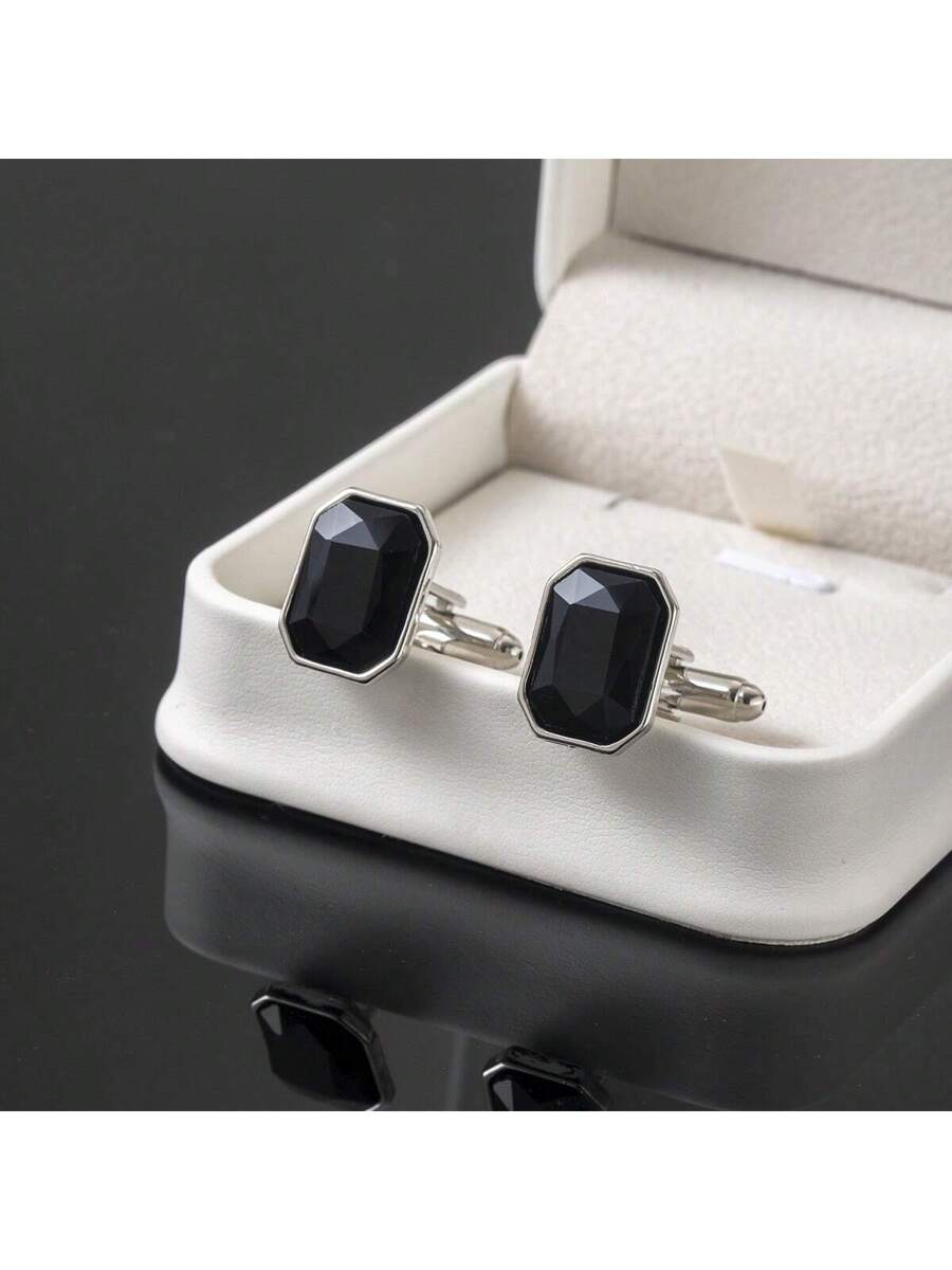 Stylish Octagonal Black Glass  - Men Formal Wear All Black ulasan dan harga