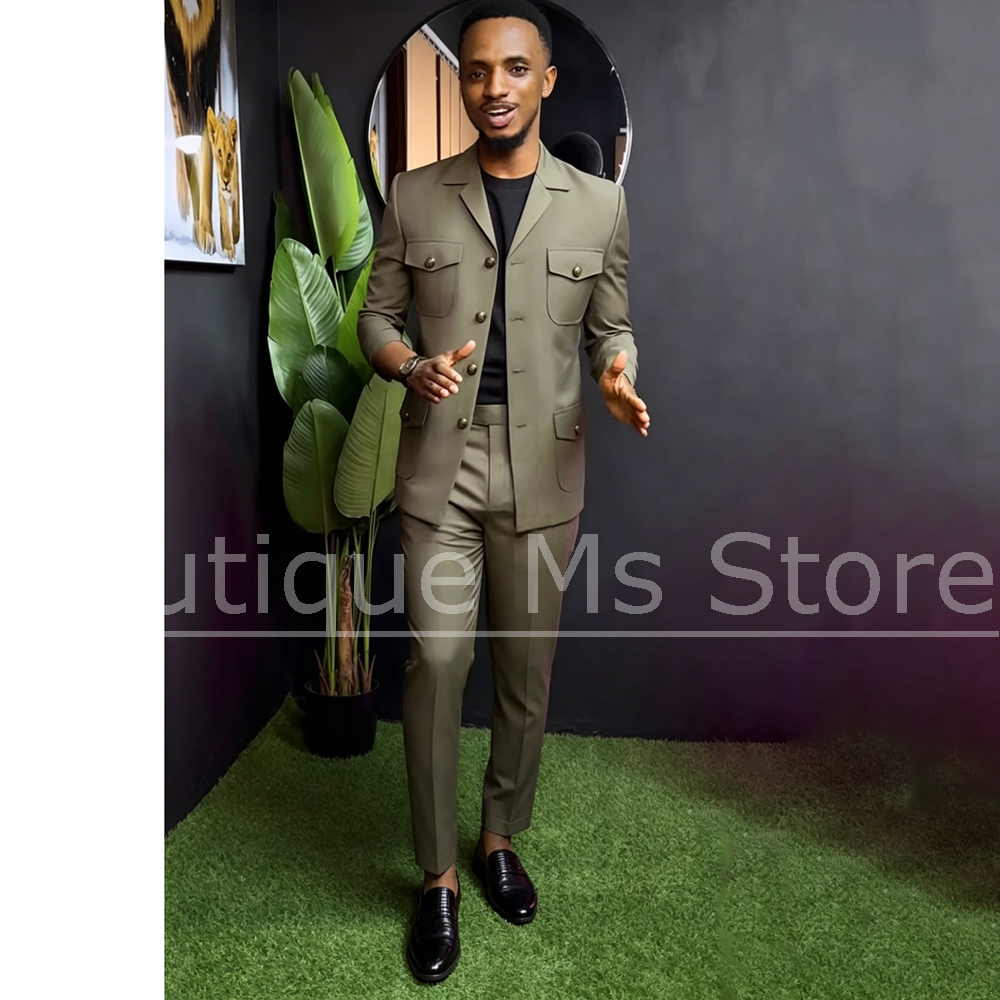 Men Safari Suit Two Piece Set  - Men Formal Wear Fashion ulasan dan harga