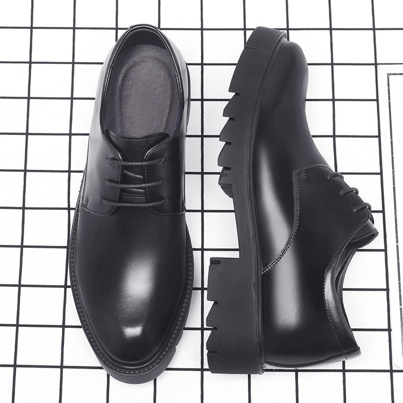 Mens Black Leather Lace Up Dre - Men Formal Wear Office ulasan dan harga