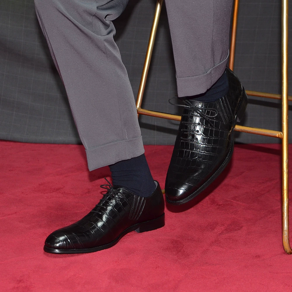 Men's Black Crocodile Pattern  - Men Formal Party Wear Dress ulasan dan harga