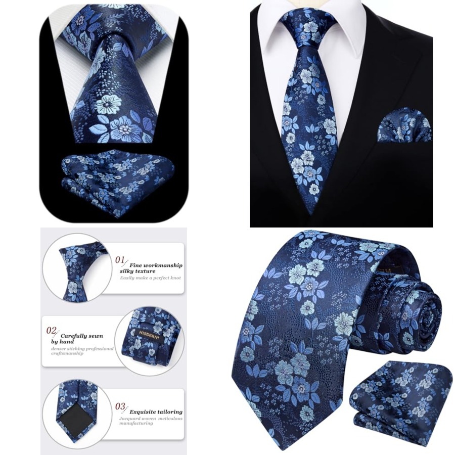 Extra Long Ties for Men Classi - Pocket Square Set ulasan dan harga