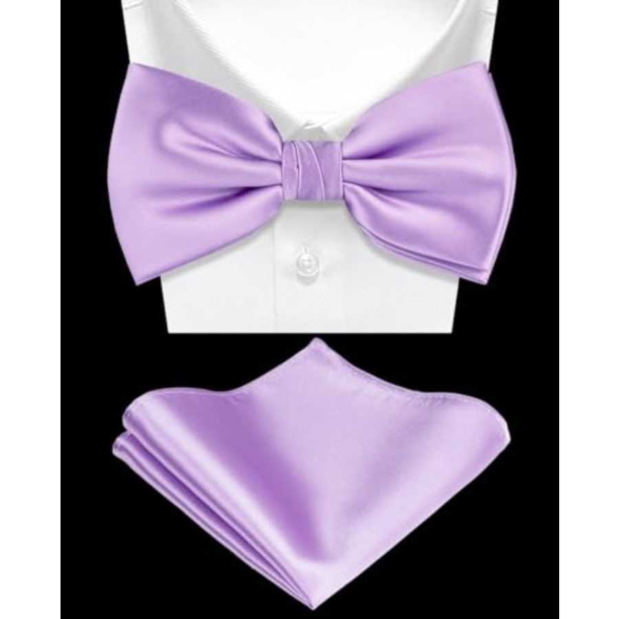 Solid Color Pre-tied Bow Tie a - Pocket Square Set ulasan dan harga