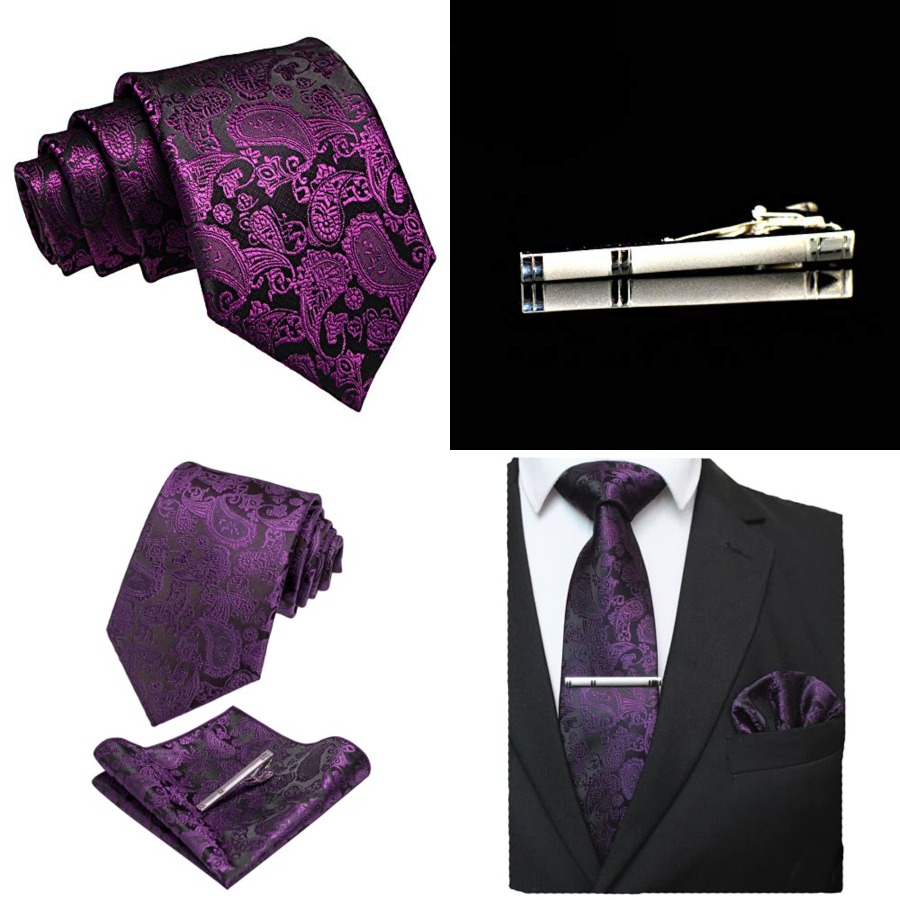 Mens Solid Color Paisley Neckt - Pocket Square Set ulasan dan harga
