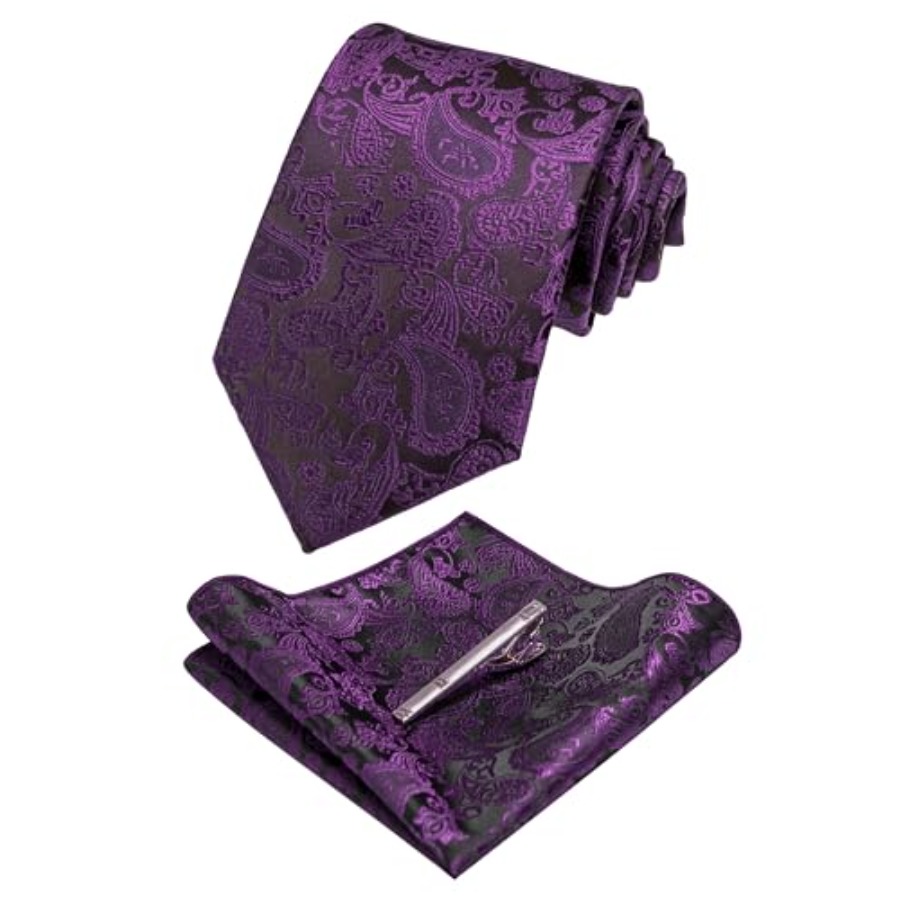 Mens Solid Color Paisley Neckt - Pocket Square Set ulasan dan harga