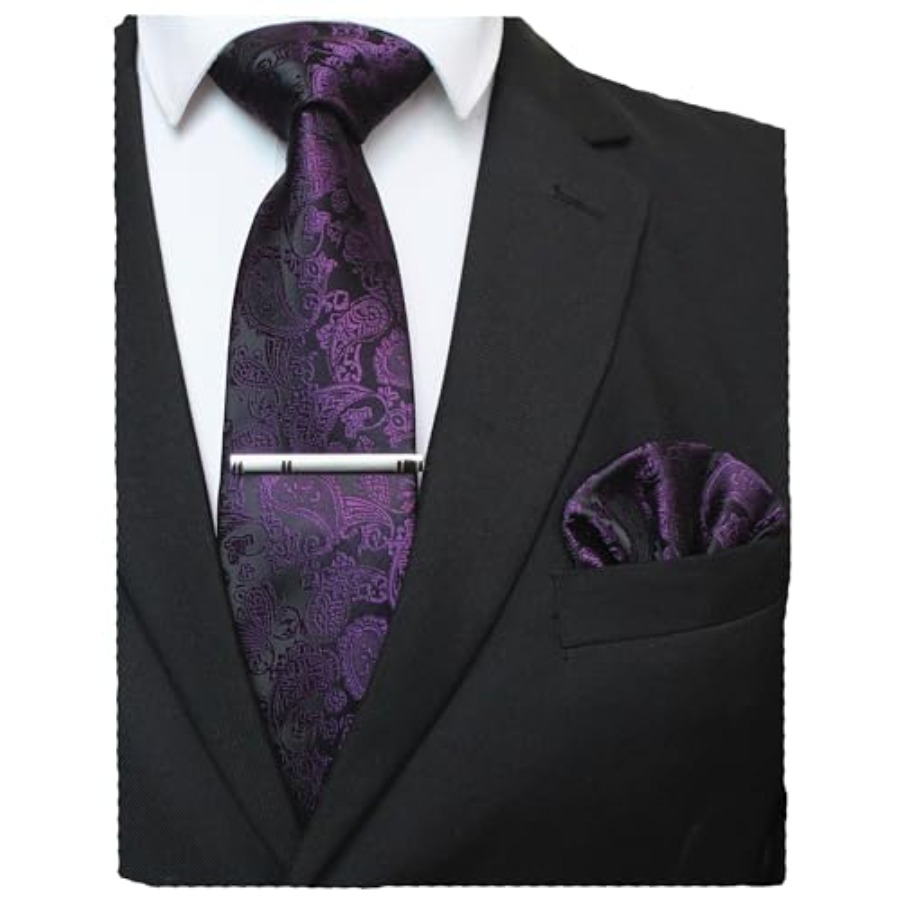 Mens Solid Color Paisley Neckt - Pocket Square Set ulasan dan harga